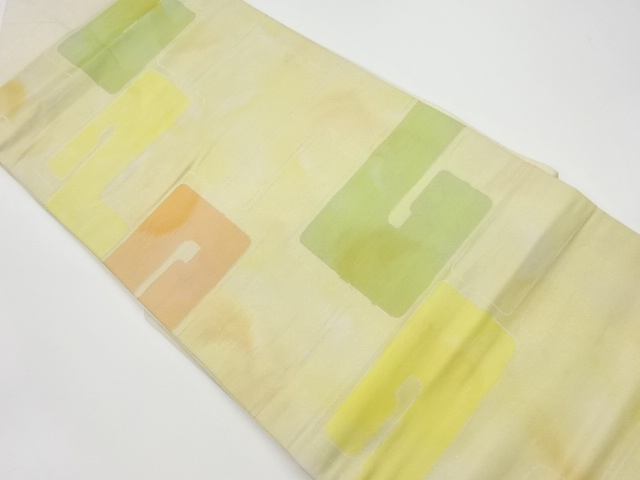 リサイクル　幾何学模様織出し名古屋帯